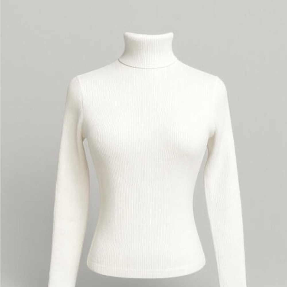Zenana White Ribbed Mock Neck Sweater Long Sleeve NEW Various Sizes